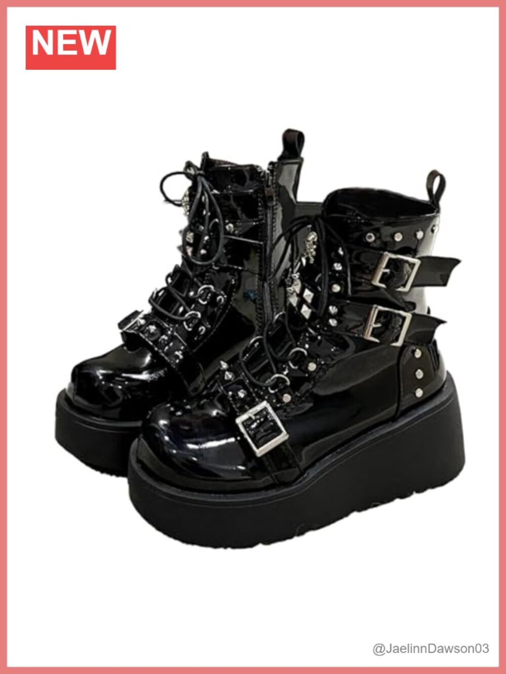 Goth Platform Ankle Boots Chunky High Heel Lace Up Zipper Combat Punk